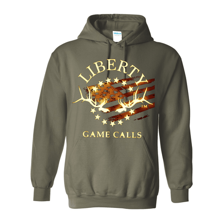 Hooded Sweatshirt: Fade-Out Logo - Liberty Game Calls 